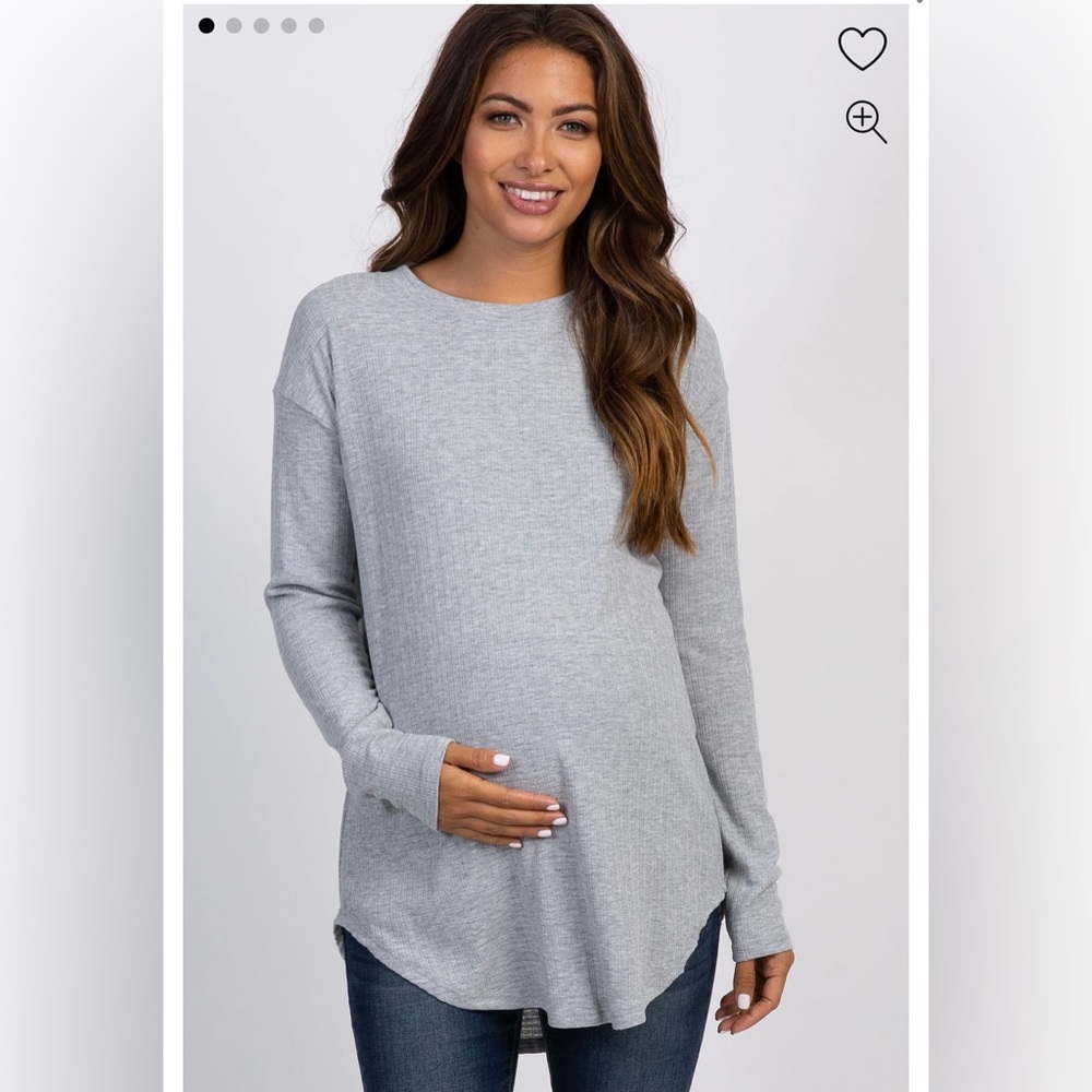 PinkBlush Heather Grey Long Sleeve Ribbed Maternity Top